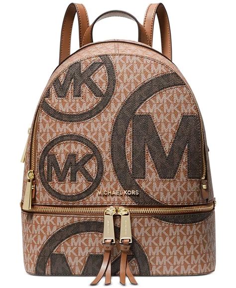 michael kors signature rhea zip medium backpack|Rhea Medium Glossy Signature Backpack .